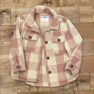 Old Navy Pink and Cream Checkered Jacket girls 6-7